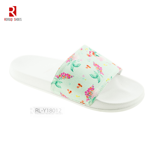 Ladies' printed upper PVC solo slide slippers