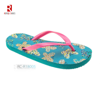 Fancy printed kid's beach PE flip-flops