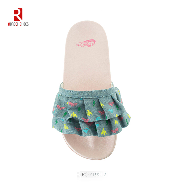 Sport Slide Sandal Comfort Lightweight Anti-Slip Home Slipper With Wavery Shape Fabric Uppper